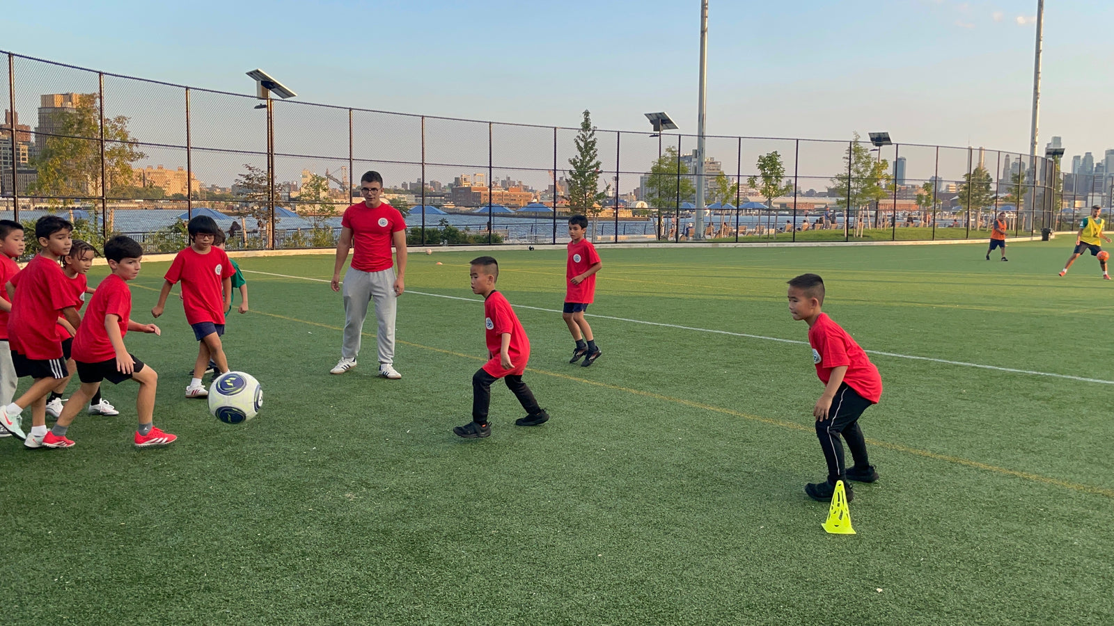 Tirana players training on the pitch